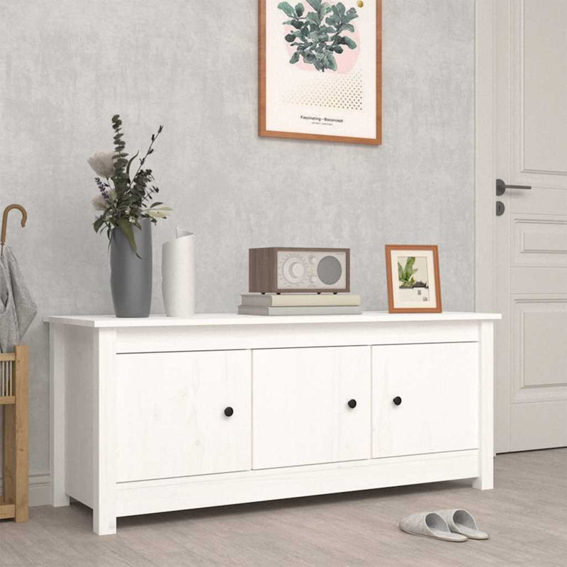 Load image into Gallery viewer, Vidaxl schoenenkast 110x38x45,5 cm massief grenenhout wit
