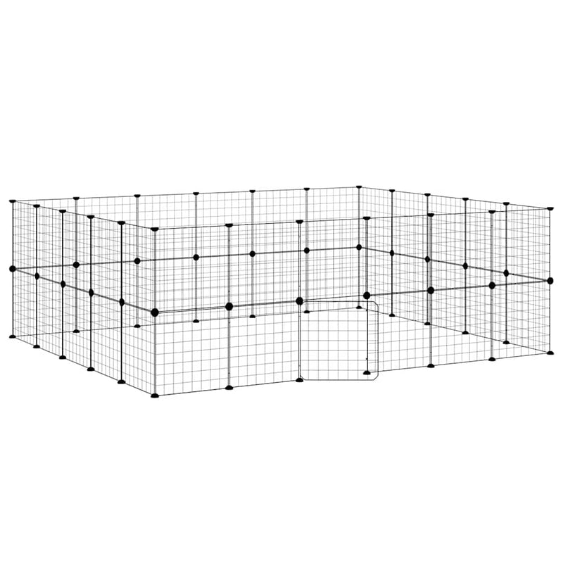 Load image into Gallery viewer, Vidaxl huisdierenkooi met deur 44 panelen 35x35 cm staal zwart