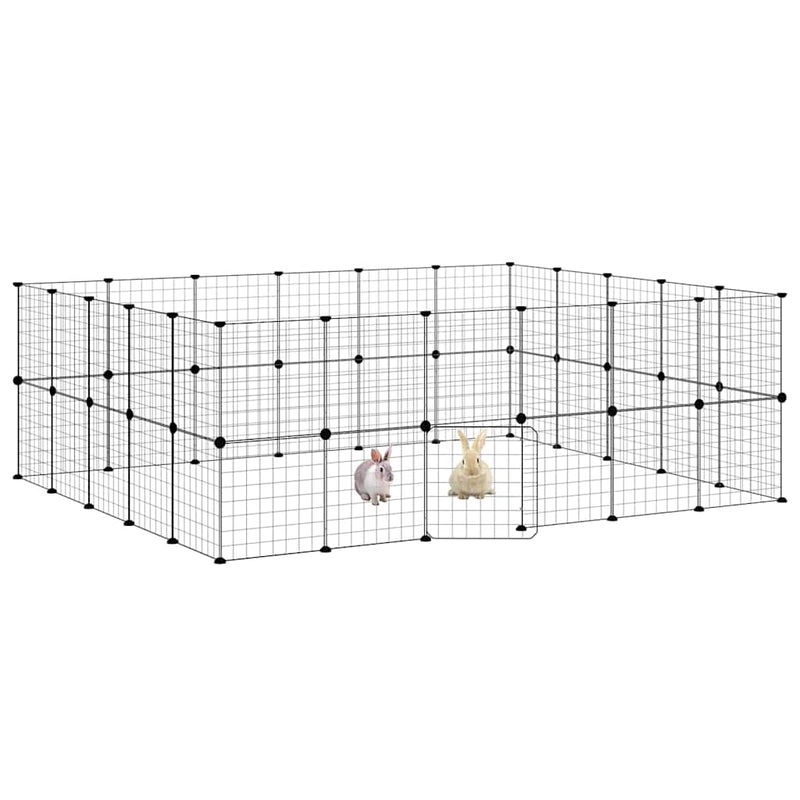 Load image into Gallery viewer, Vidaxl huisdierenkooi met deur 44 panelen 35x35 cm staal zwart