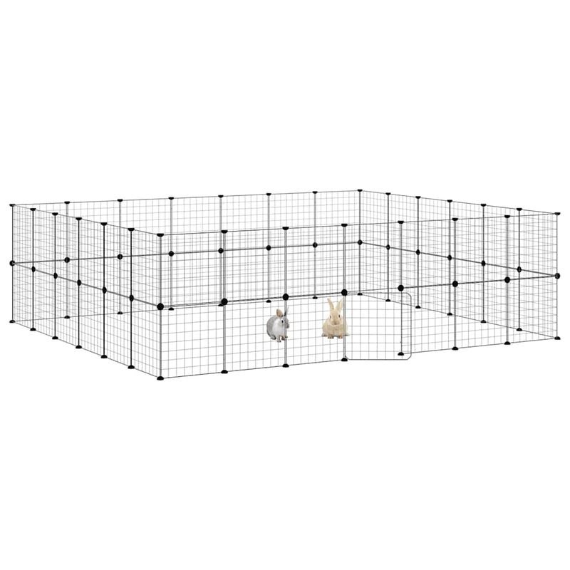 Load image into Gallery viewer, Vidaxl huisdierenkooi met deur 52 panelen 35x35 cm staal zwart