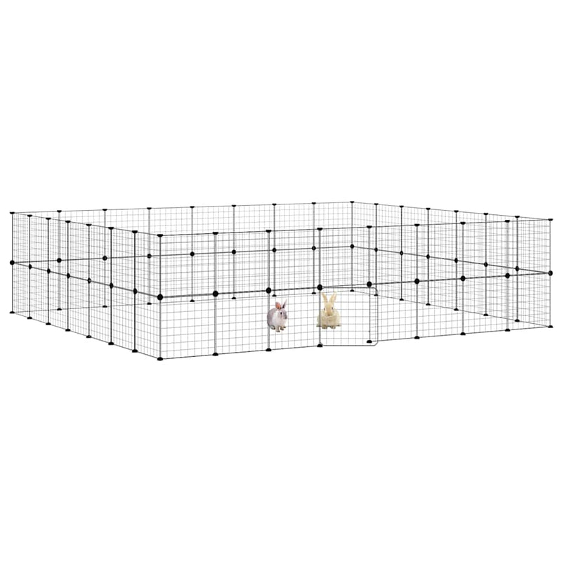 Load image into Gallery viewer, Vidaxl huisdierenkooi met deur 60 panelen 35x35 cm staal zwart