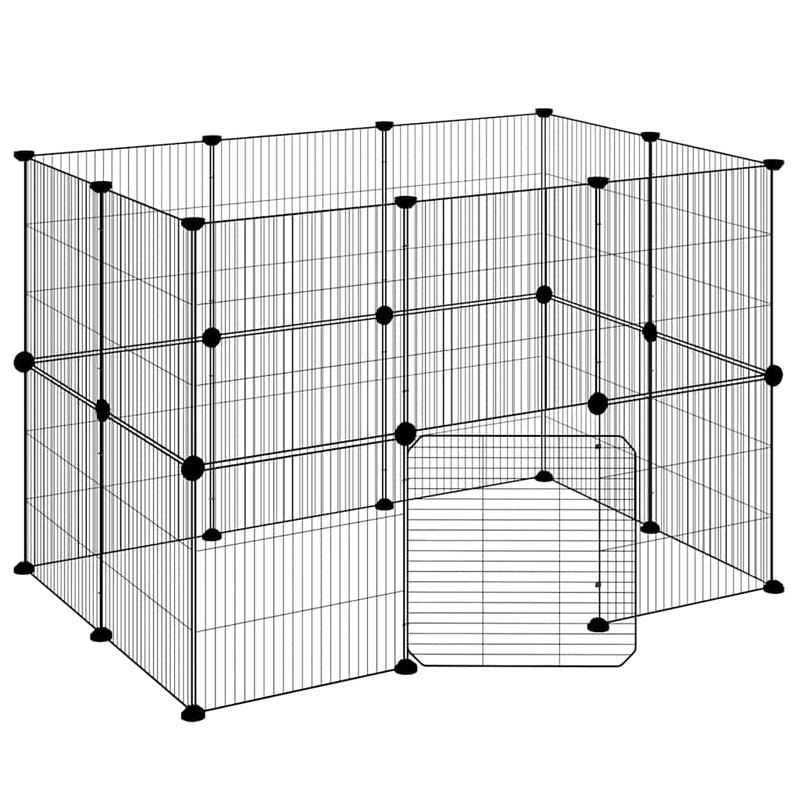 Load image into Gallery viewer, Vidaxl huisdierenkooi met deur 20 panelen 35x35 cm staal zwart