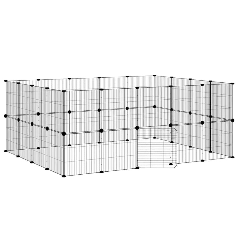 Load image into Gallery viewer, Vidaxl huisdierenkooi met deur 36 panelen 35x35 cm staal zwart