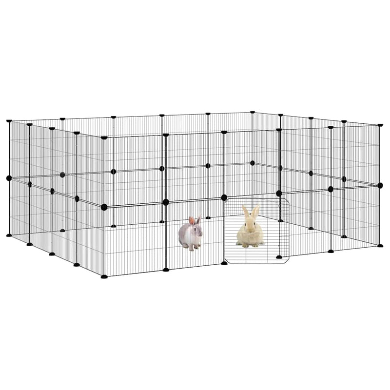 Load image into Gallery viewer, Vidaxl huisdierenkooi met deur 36 panelen 35x35 cm staal zwart