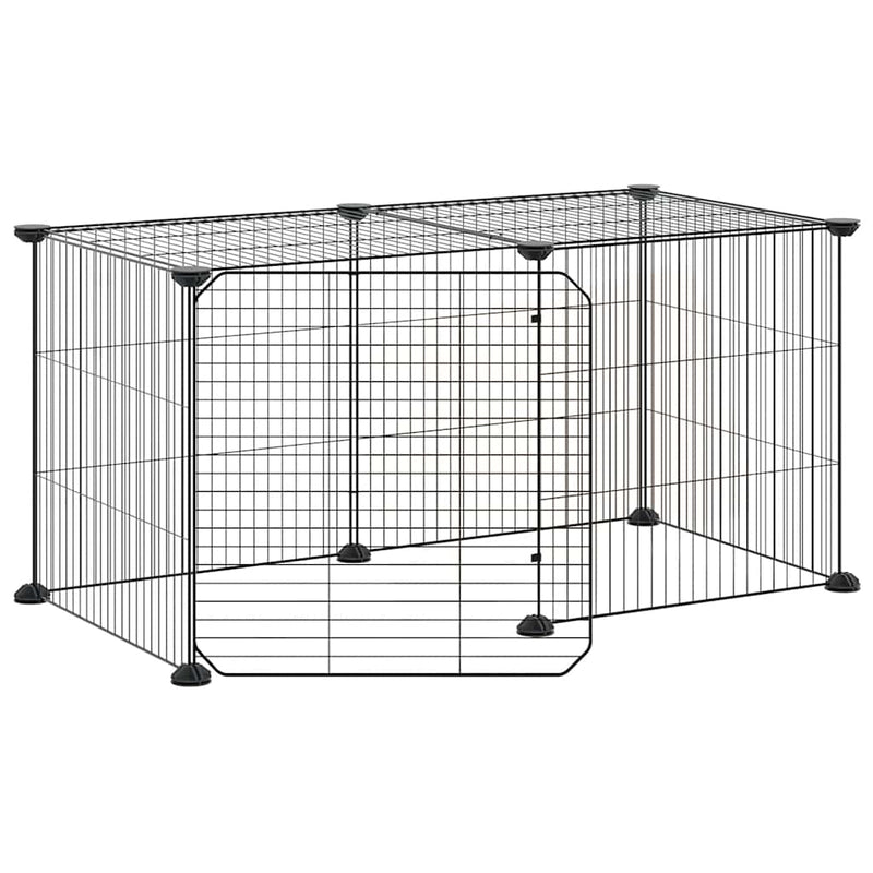 Load image into Gallery viewer, Vidaxl huisdierenkooi met deur 8 panelen 35x35 cm staal zwart