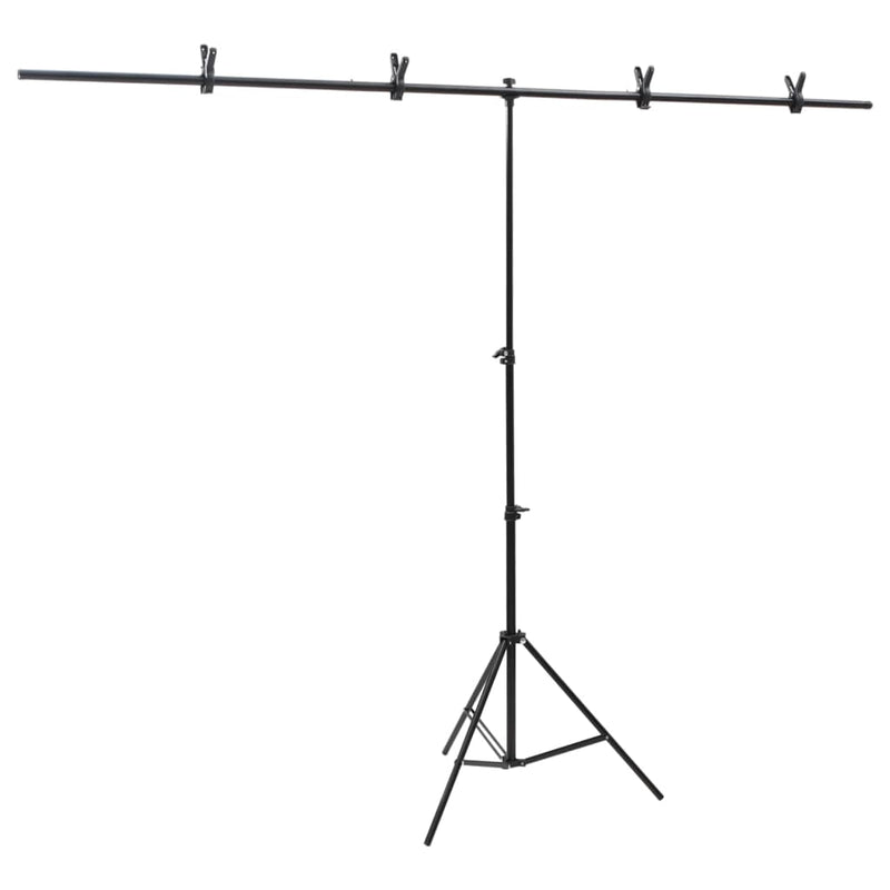 Load image into Gallery viewer, Vidaxl achtergrondstandaard t-vormig 201x60x(70-200) cm zwart