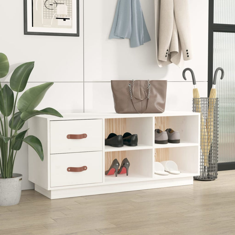Load image into Gallery viewer, Vidaxl schoenenbank 100x34x45 cm massief grenenhout wit