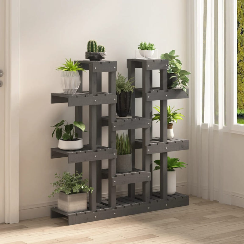Load image into Gallery viewer, Vidaxl plantenstandaard grijs 104,5x25x109,5 cm massief grenenhout