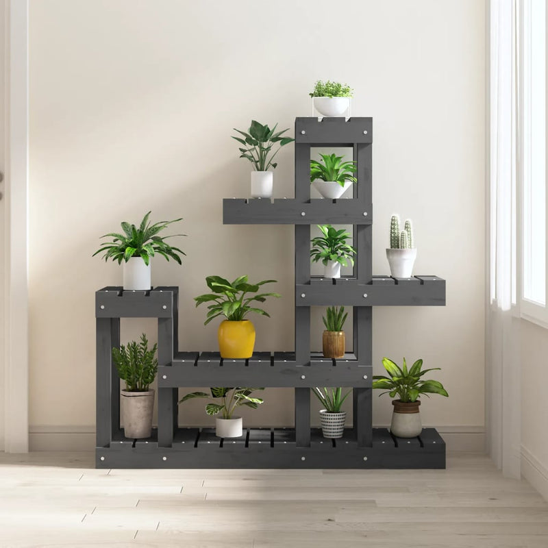 Load image into Gallery viewer, Vidaxl plantenstandaard 92x25x97 cm massief grenenhout grijs