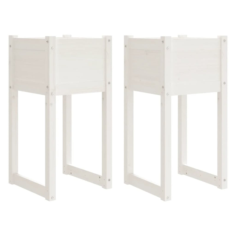 Load image into Gallery viewer, Vidaxl plantenbakken 2 st 40x40x81 cm massief grenenhout wit