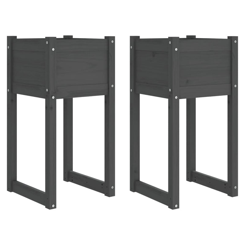 Load image into Gallery viewer, Vidaxl plantenbakken 2 st 40x40x81 cm massief grenenhout grijs