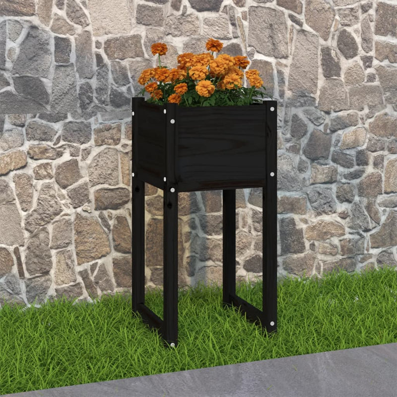 Load image into Gallery viewer, Vidaxl plantenbak 40x40x81 cm massief grenenhout zwart