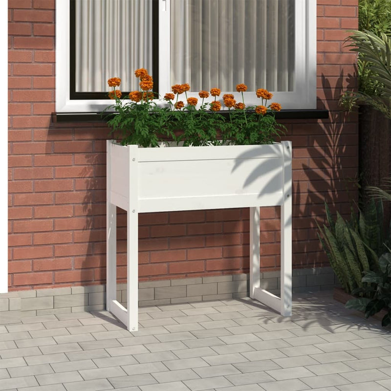 Load image into Gallery viewer, Vidaxl plantenbak 78x40x81 cm massief grenenhout wit