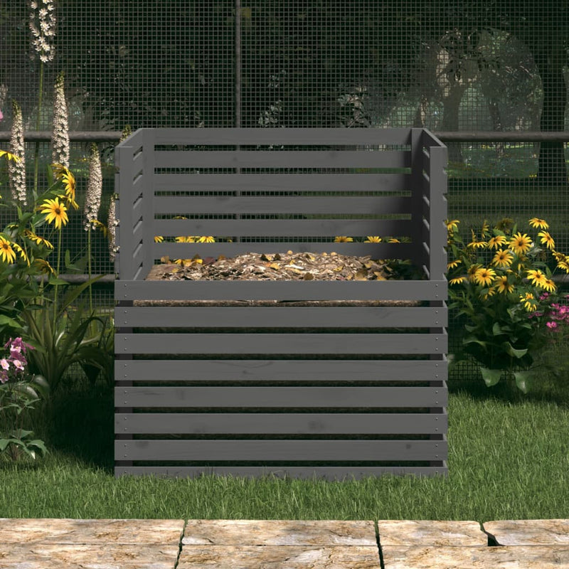 Load image into Gallery viewer, Vidaxl compostbak 100x100x102 cm massief grenenhout grijs