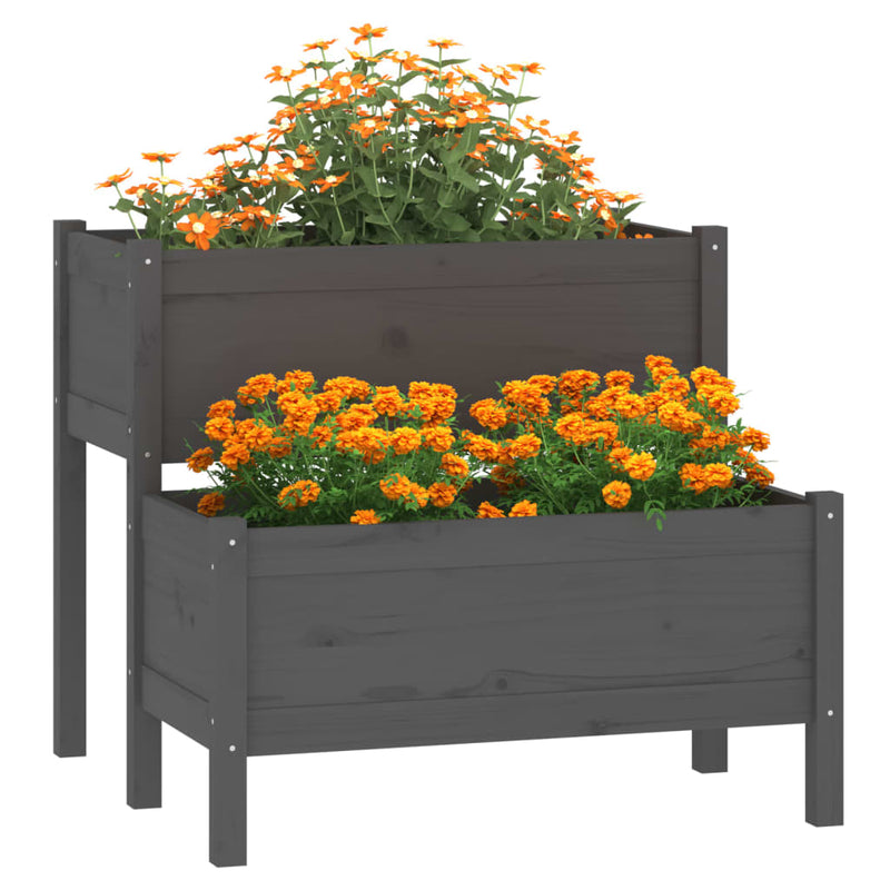 Load image into Gallery viewer, Vidaxl plantenbak 84,5x84x75 cm massief grenenhout grijs