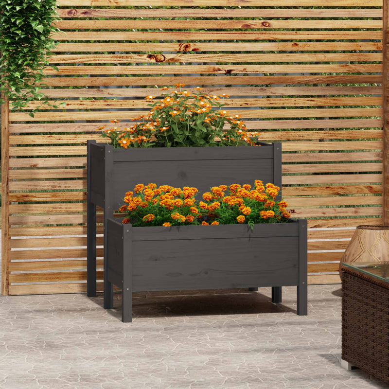 Load image into Gallery viewer, Vidaxl plantenbak 84,5x84x75 cm massief grenenhout grijs