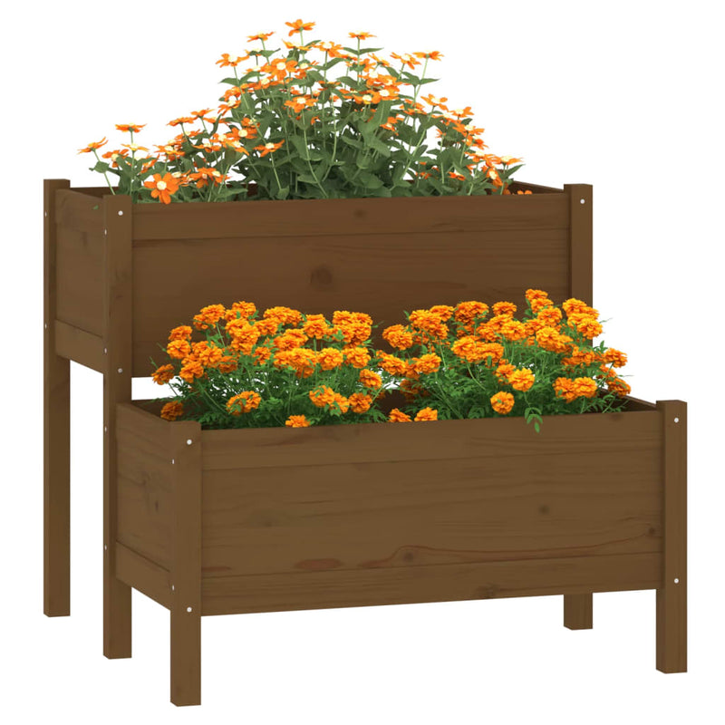 Load image into Gallery viewer, Vidaxl plantenbak 84,5x84x75 cm massief grenenhout honingbruin