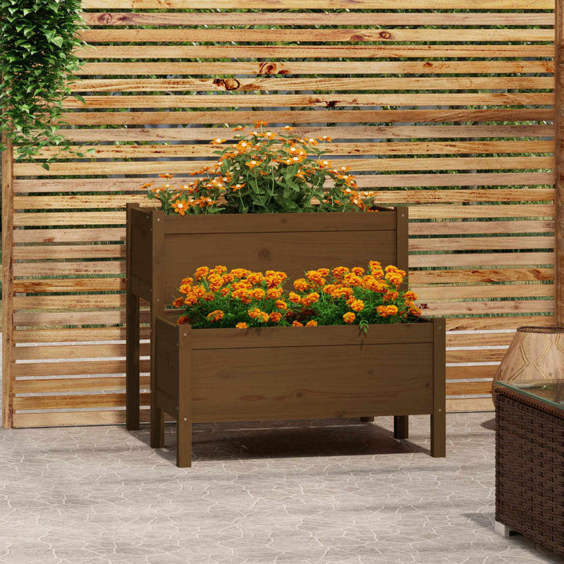 Load image into Gallery viewer, Vidaxl plantenbak 84,5x84x75 cm massief grenenhout honingbruin