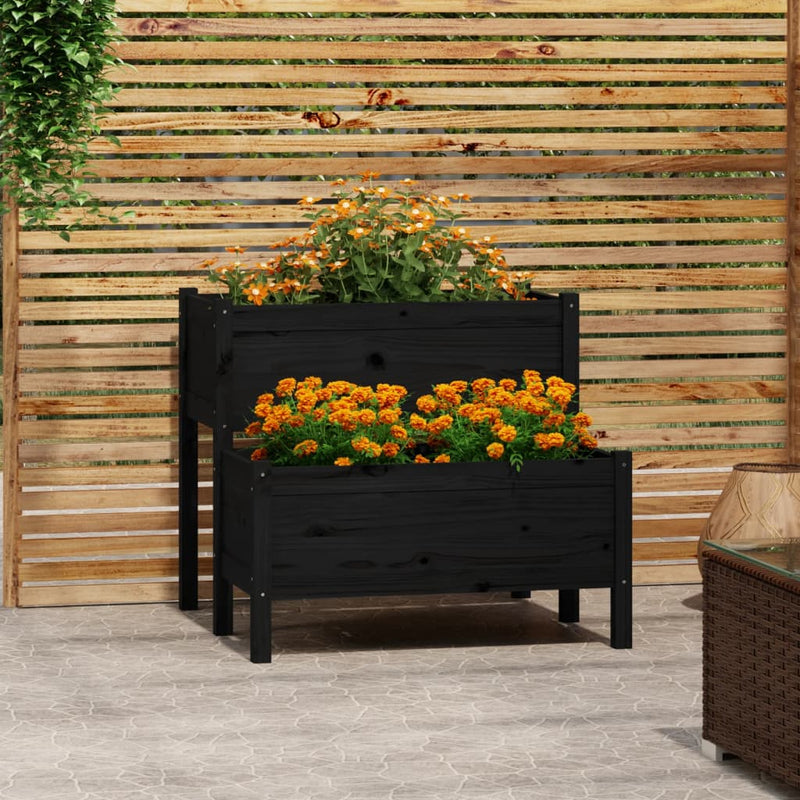 Load image into Gallery viewer, VidaXL Plantenbak 84,5x84x75 cm massief grenenhout zwart