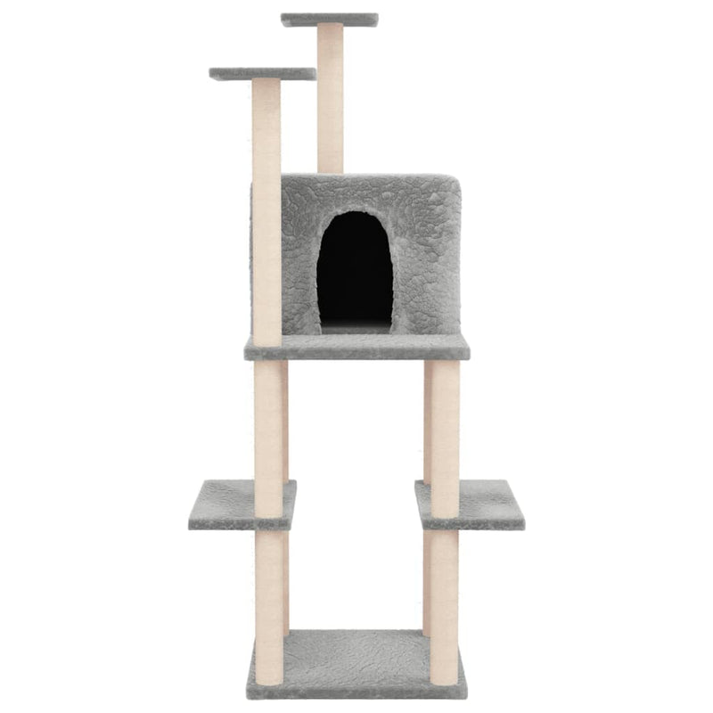 Load image into Gallery viewer, Vidaxl kattenmeubel met sisal krabpalen 144,5 cm lichtgrijs