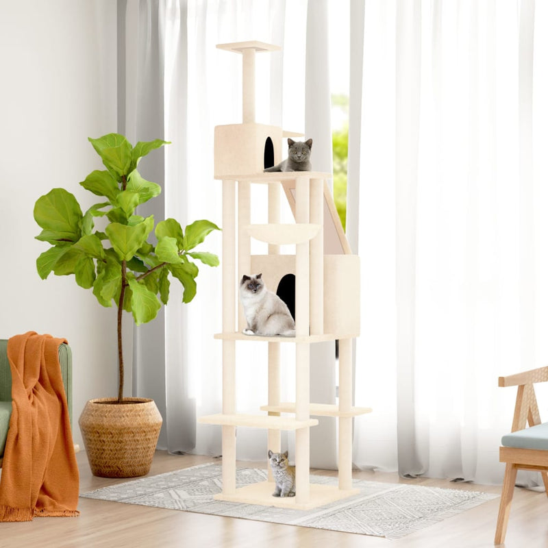 Load image into Gallery viewer, Vidaxl kattenmeubel met sisal krabpalen 201 cm crèmekleurig