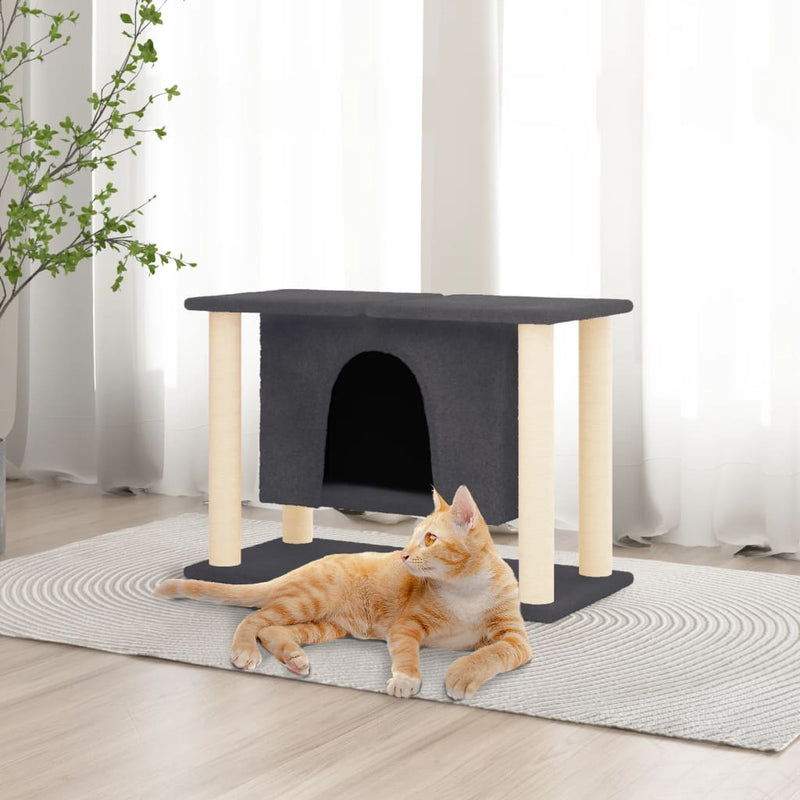 Load image into Gallery viewer, Vidaxl kattenmeubel met sisal krabpalen 50 cm donkergrijs