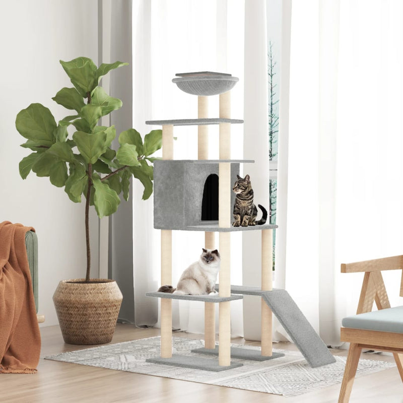 Load image into Gallery viewer, Vidaxl kattenmeubel met sisal krabpalen 166 cm lichtgrijs