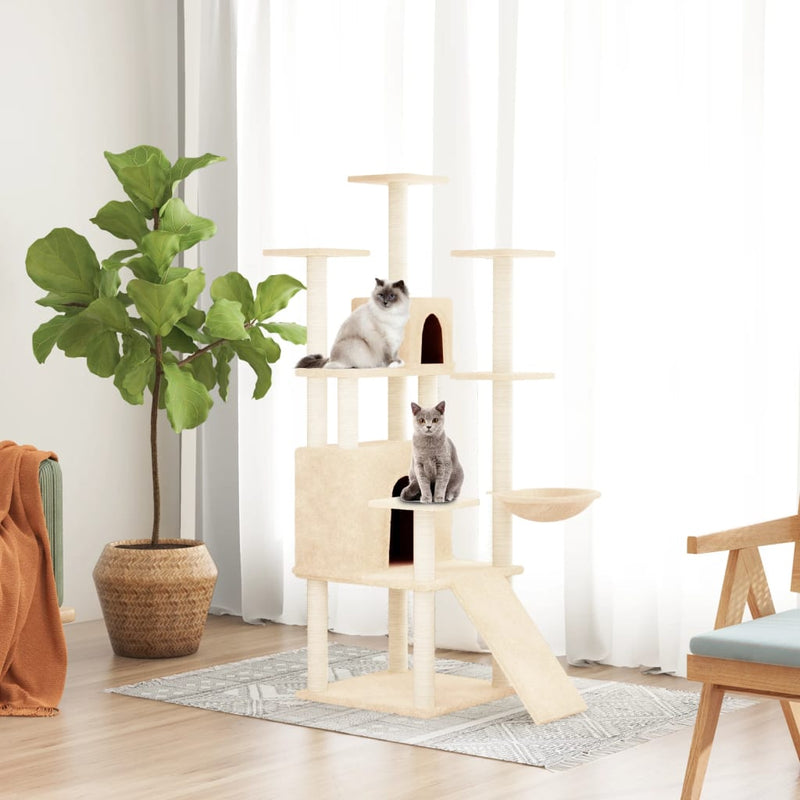 Load image into Gallery viewer, Vidaxl kattenmeubel met sisal krabpalen 154 cm crèmekleurig