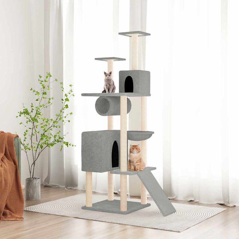 ギャラリービューアに画像をロードする, Vidaxl kattenmeubel met sisal krabpalen 168 cm lichtgrijs