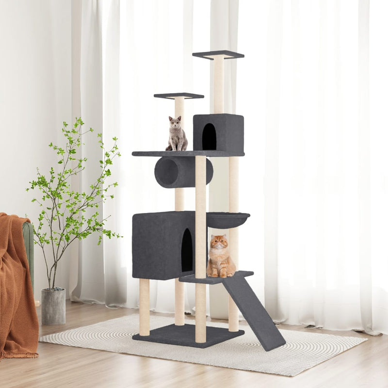 Load image into Gallery viewer, Vidaxl kattenmeubel met sisal krabpalen 168 cm donkergrijs