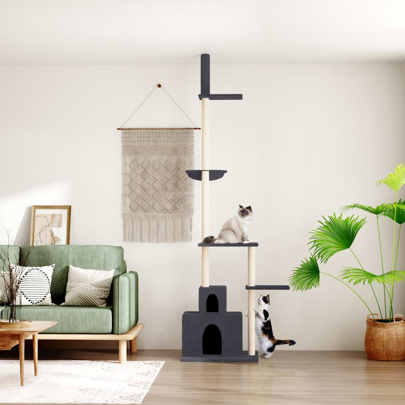 Load image into Gallery viewer, Vidaxl kattenmeubel vloer tot plafond 250,5-276,5 cm donkergrijs