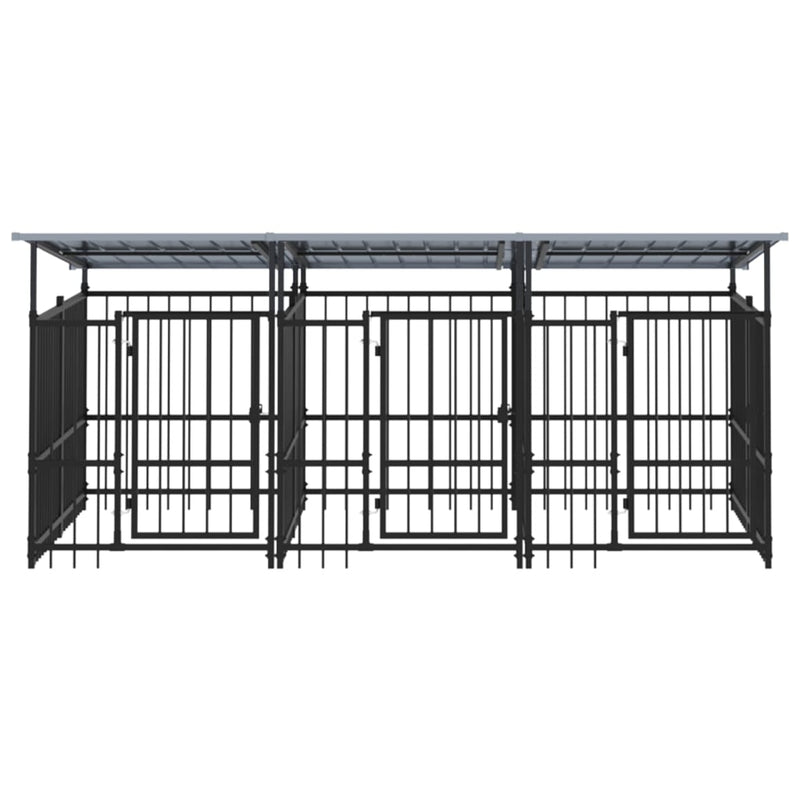 Load image into Gallery viewer, VidaXL Hondenkennel met dak 5,63 m² staal