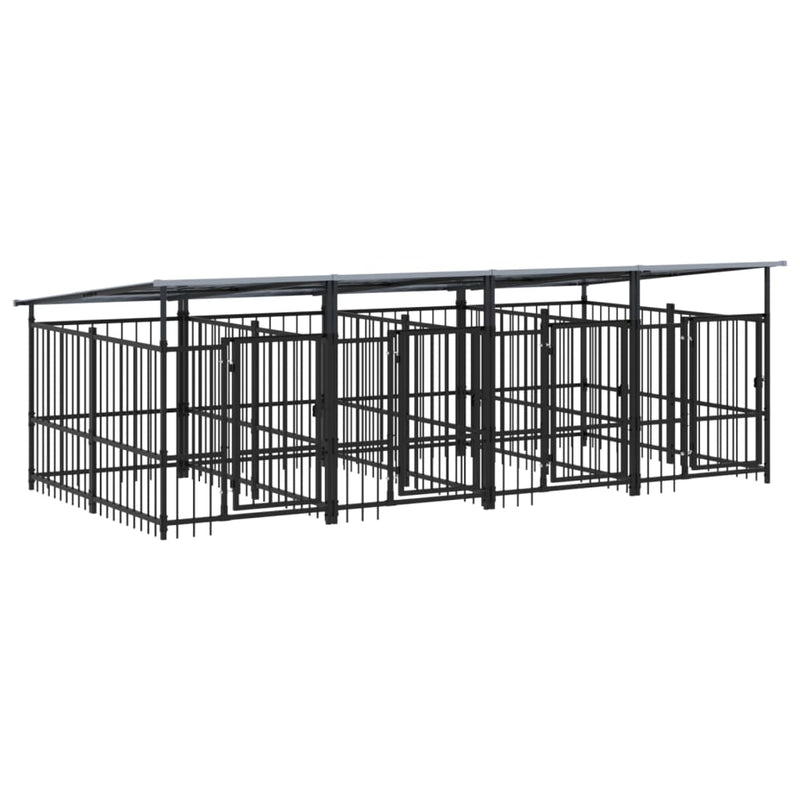 Load image into Gallery viewer, VidaXL Hondenkennel met dak 7,51 m² staal