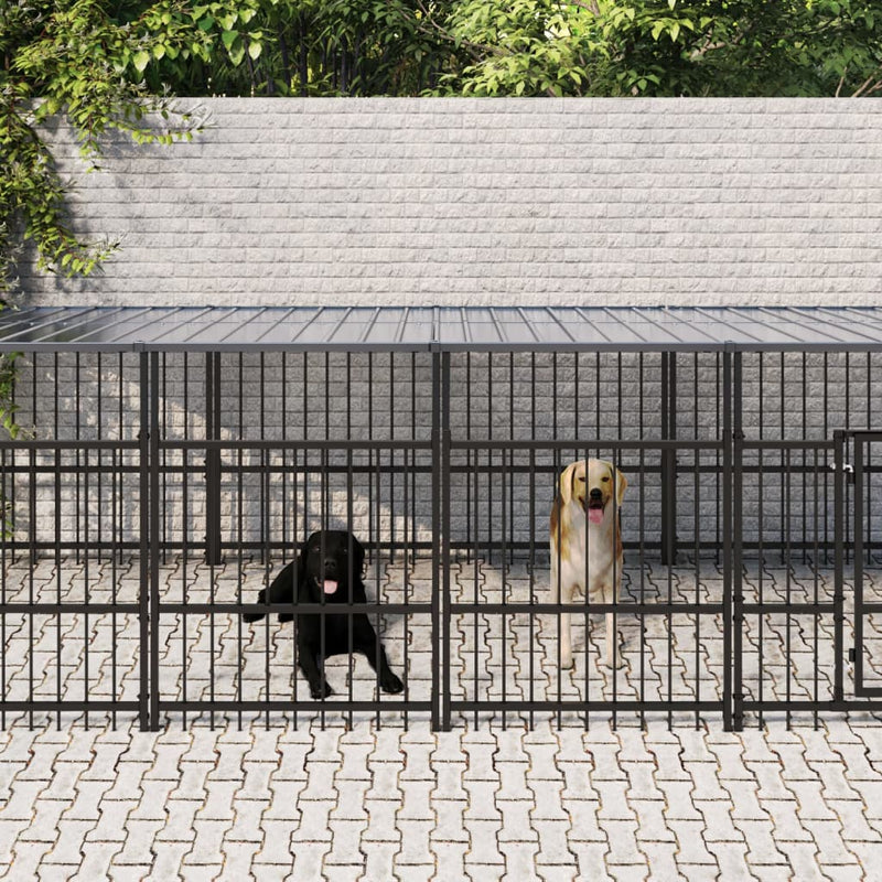 Load image into Gallery viewer, VidaXL Hondenkennel met dak 9,38 m² staal