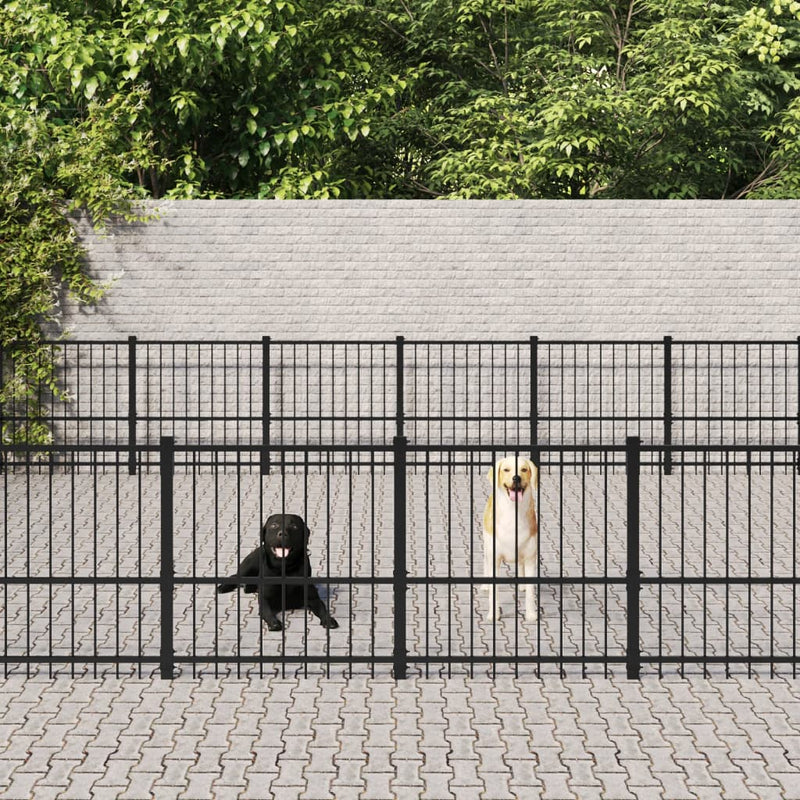 Load image into Gallery viewer, VidaXL Hondenkennel voor buiten 56,45 m² staal