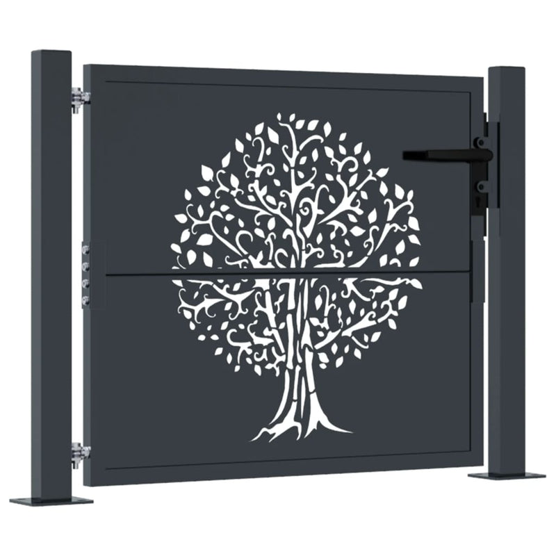 Afbeelding laden in galerijviewer, Vidaxl poort 100x75 cm met boomontwerp staal antracietkleurig