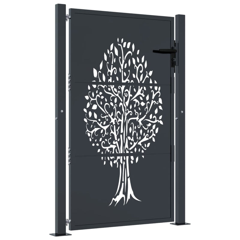 Load image into Gallery viewer, Vidaxl poort 100x125 cm met boomontwerp staal antracietkleurig