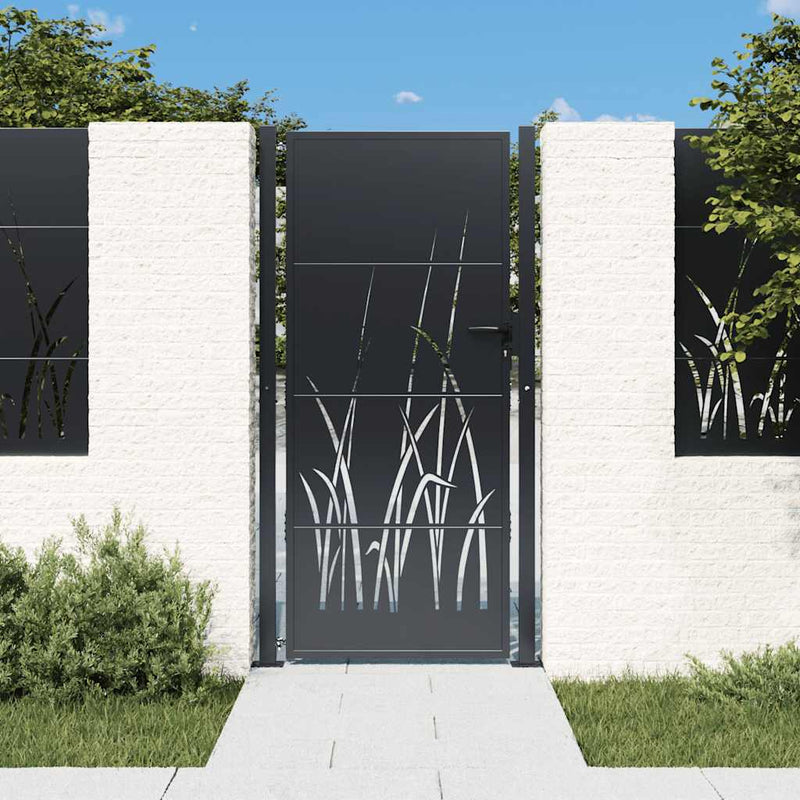 Load image into Gallery viewer, Vidaxl poort 100x175 cm met grasontwerp staal antracietkleurig