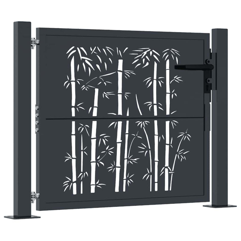Load image into Gallery viewer, Vidaxl poort met bamboe-ontwerp 100x100 cm staal antracietkleurig