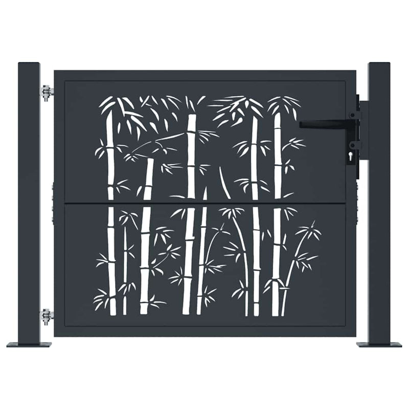 Load image into Gallery viewer, Vidaxl poort met bamboe-ontwerp 100x100 cm staal antracietkleurig