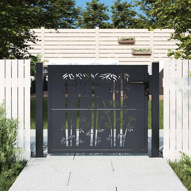 Load image into Gallery viewer, Vidaxl poort met bamboe-ontwerp 100x100 cm staal antracietkleurig