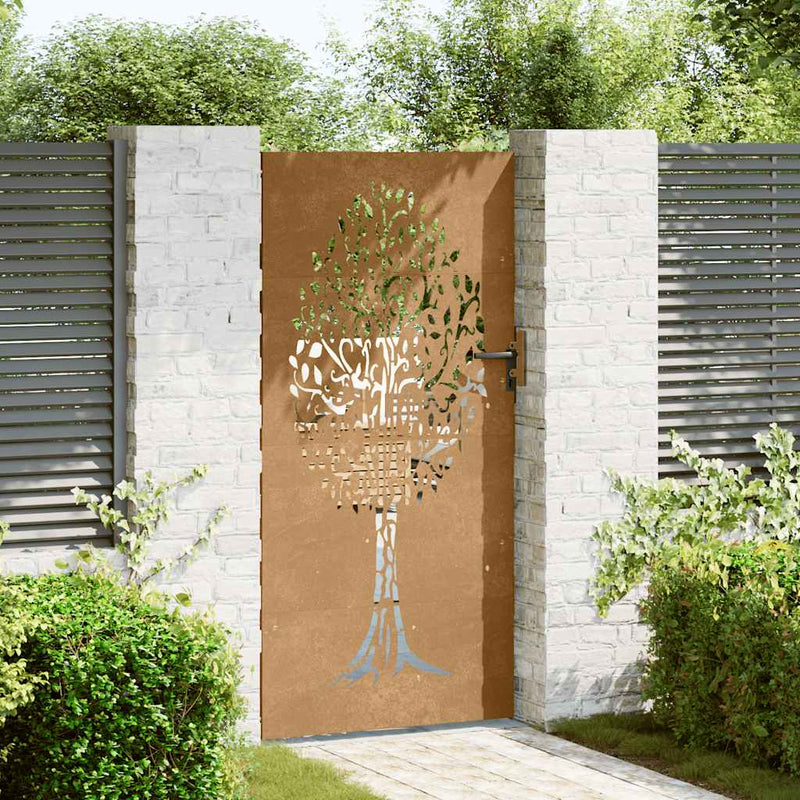 Load image into Gallery viewer, Vidaxl poort 85x200 cm boomontwerp cortenstaal