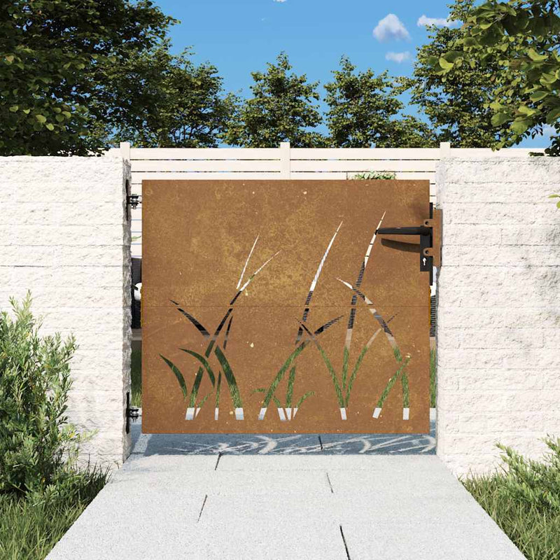 Load image into Gallery viewer, Vidaxl poort 85x100 cm grasontwerp cortenstaal