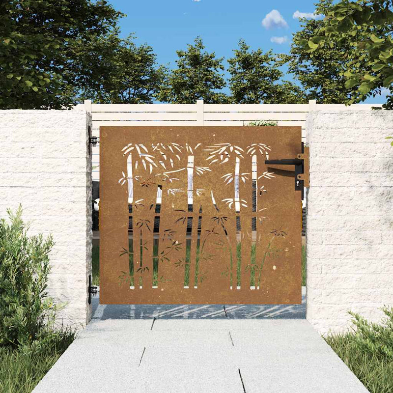 Load image into Gallery viewer, Vidaxl poort 85x100 cm bamboe-ontwerp cortenstaal