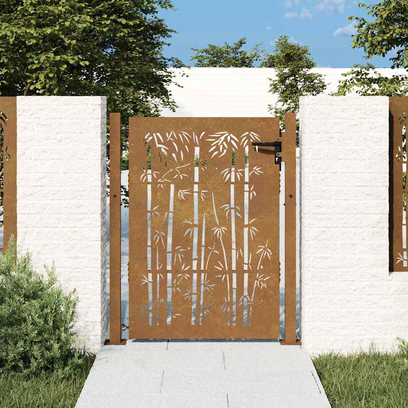 Load image into Gallery viewer, Vidaxl poort 100x150 cm bamboe-ontwerp cortenstaal