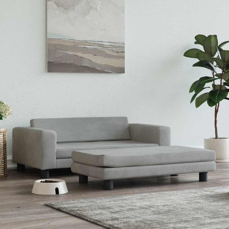 Cargue la imagen en el visor de la galería, Vidaxl hondenmand met verlengstuk 100x50x30 cm fluweel lichtgrijs