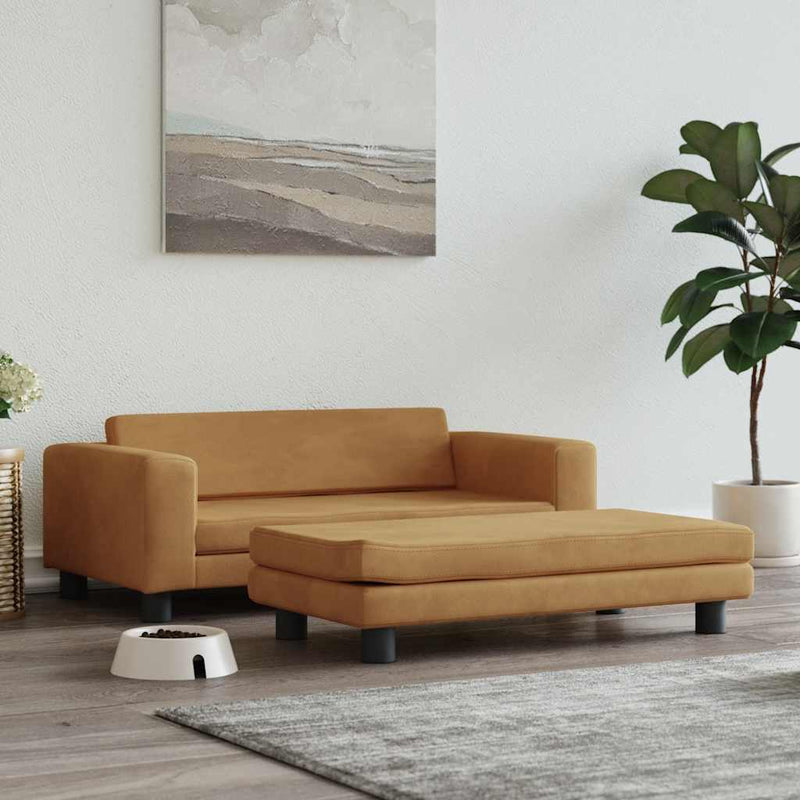 Load image into Gallery viewer, Vidaxl hondenmand met verlengstuk 100x50x30 cm fluweel bruin