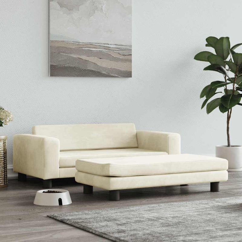 Load image into Gallery viewer, Vidaxl hondenmand met verlengstuk 100x50x30 cm fluweel crèmekleurig