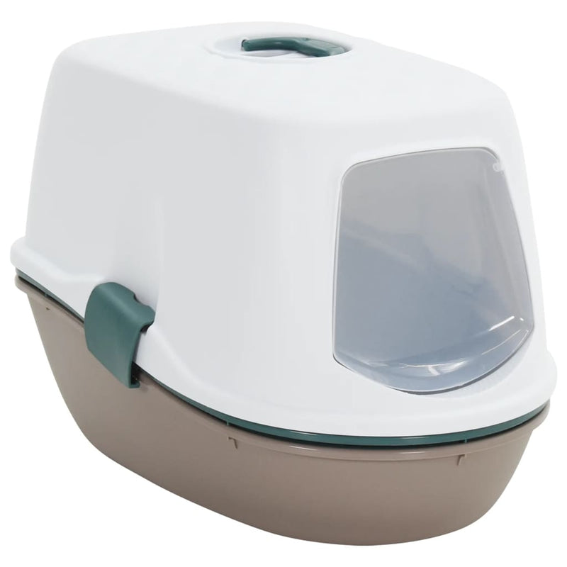 Load image into Gallery viewer, VidaXL Kattenbak met deksel 58,5x39,5x43 cm polypropeen wit en bruin