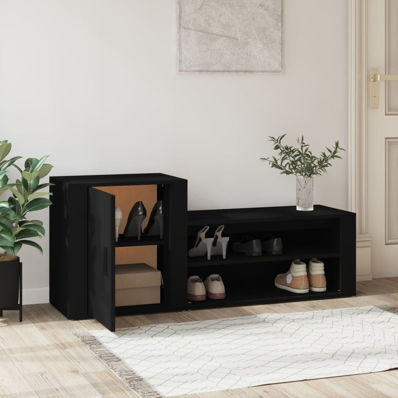 Load image into Gallery viewer, Vidaxl schoenenkast 130x35x54 cm bewerkt hout zwart